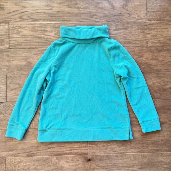 Talbots Sweatshirt Size L Teal Green Fleece Cowl Neck Pullover - Picture 1 of 6